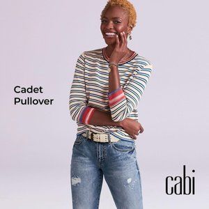 Cabi Cadet classic striped  pullover swearshirt women's size xsmall